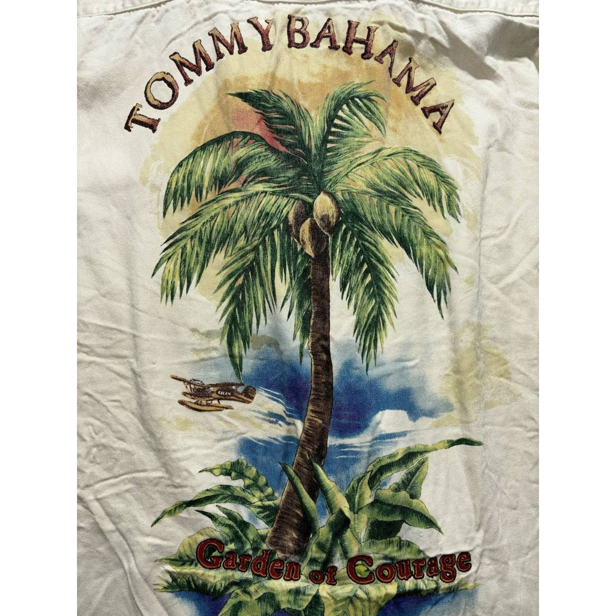 Tommy Bahama Men's Cream Palm Tree Camp Shirt Size L, photo 8 of 10