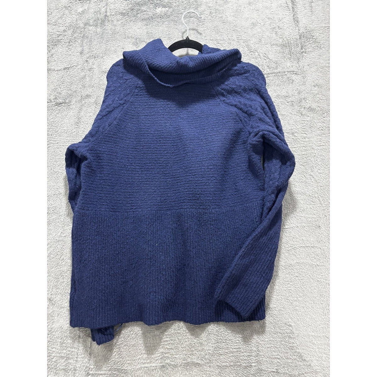 Liz Claiborne Womens XL Navy Blue Cowl Neck Sweater Cable Knit Cozy