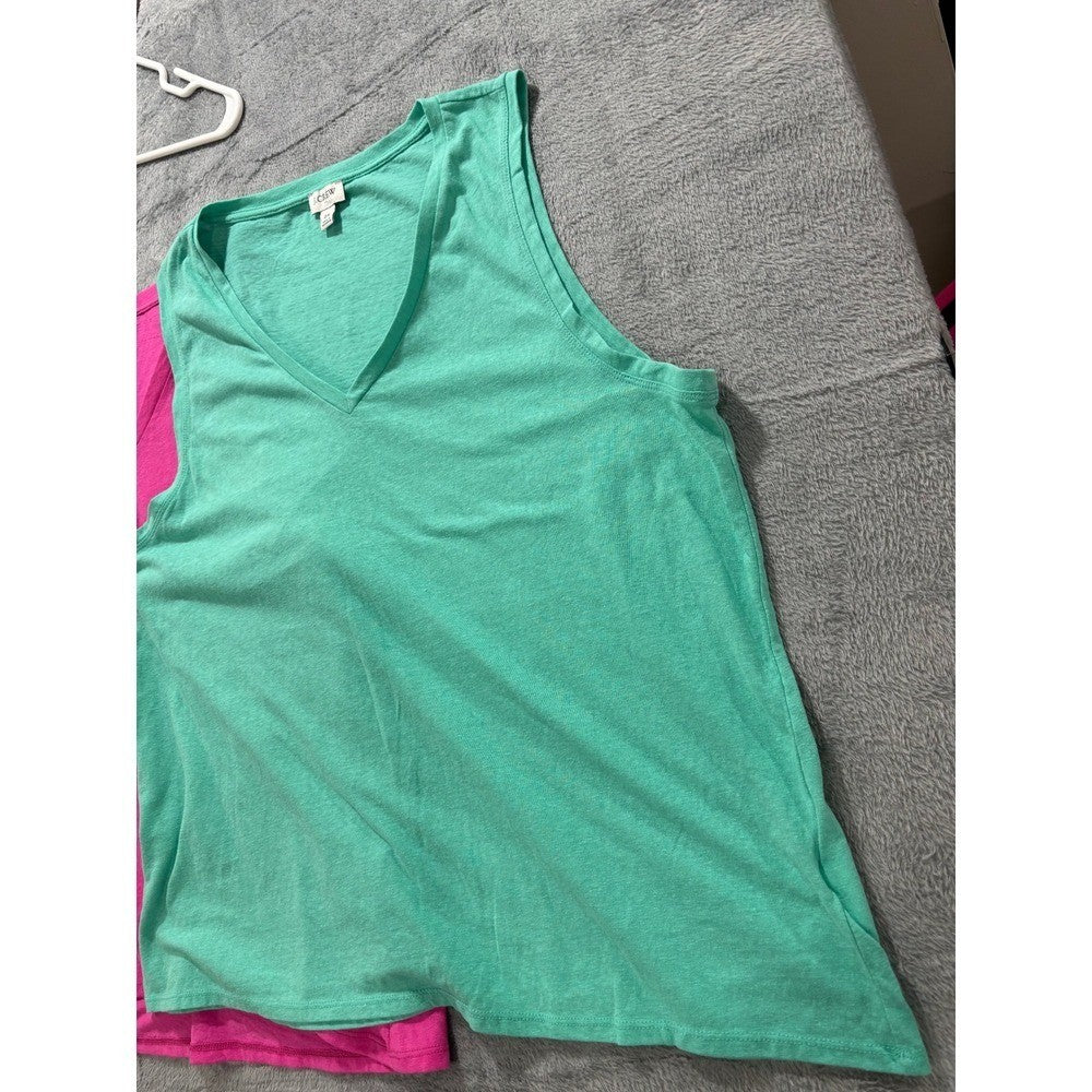 J.Crew Women's Pink Green V-Neck Tank Top Lot 2 2X, photo 12 of 14