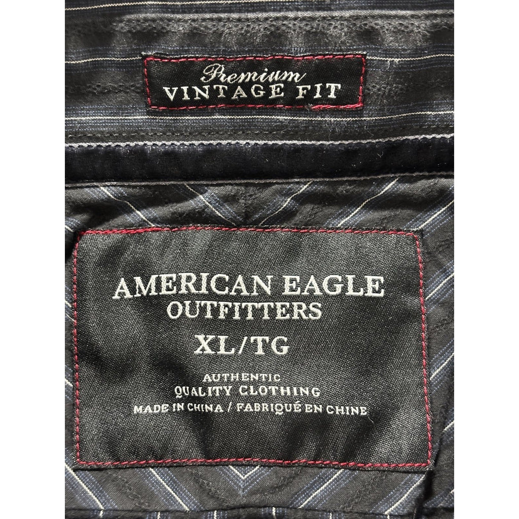 American Eagle Men's Black Pinstripe Shirt Size XL, photo 8 of 9
