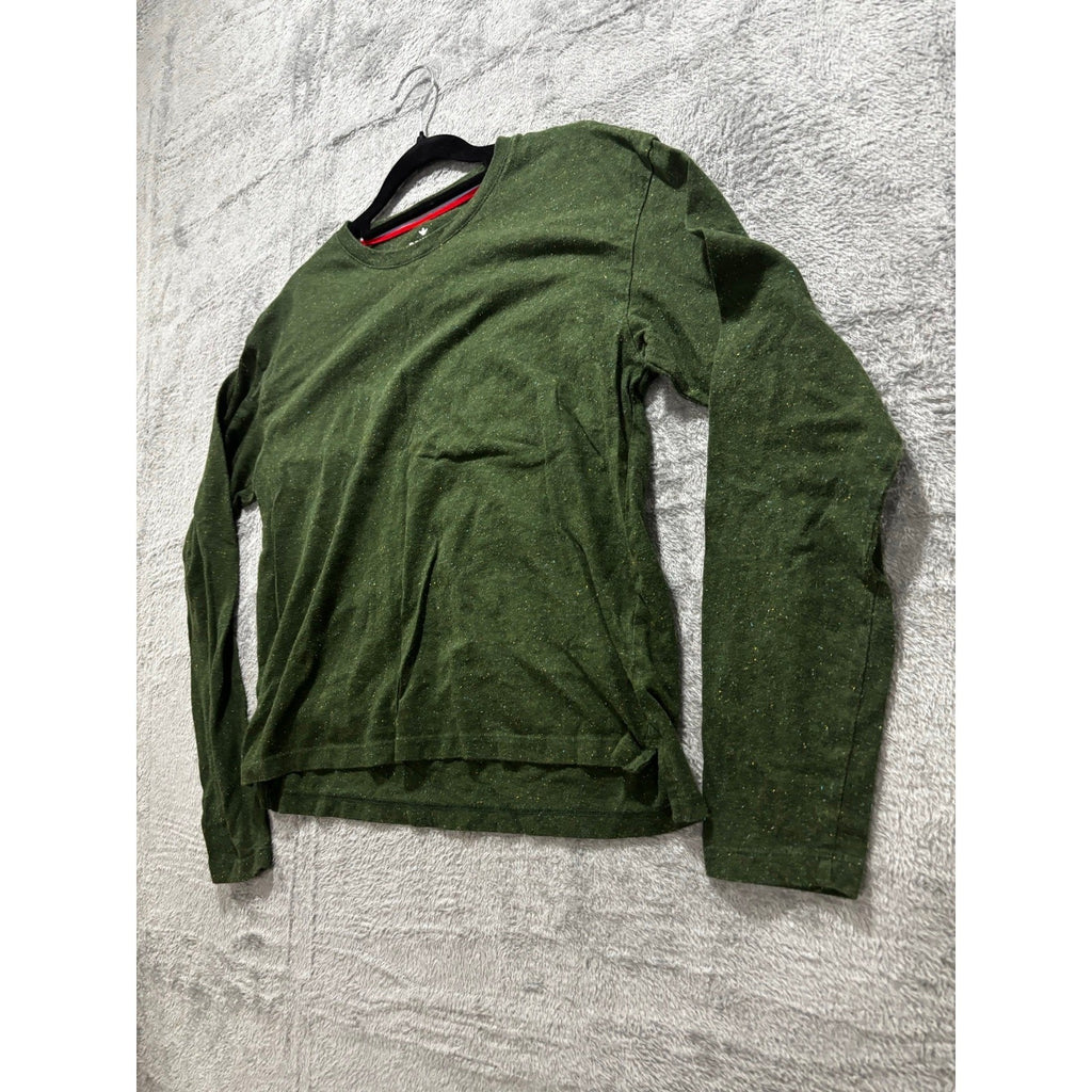 Bombas Womens S Dark Green Pima Cotton Long Sleeve Crewneck Tee