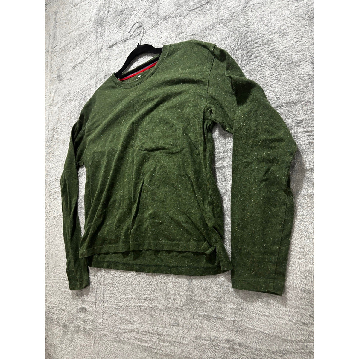 Bombas Womens S Dark Green Pima Cotton Long Sleeve Crewneck Tee