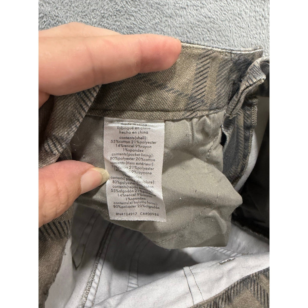 WEWOREWHAT 25 Olive Gray Plaid Straight Leg Jeans Womens Stretch Casual Preppy