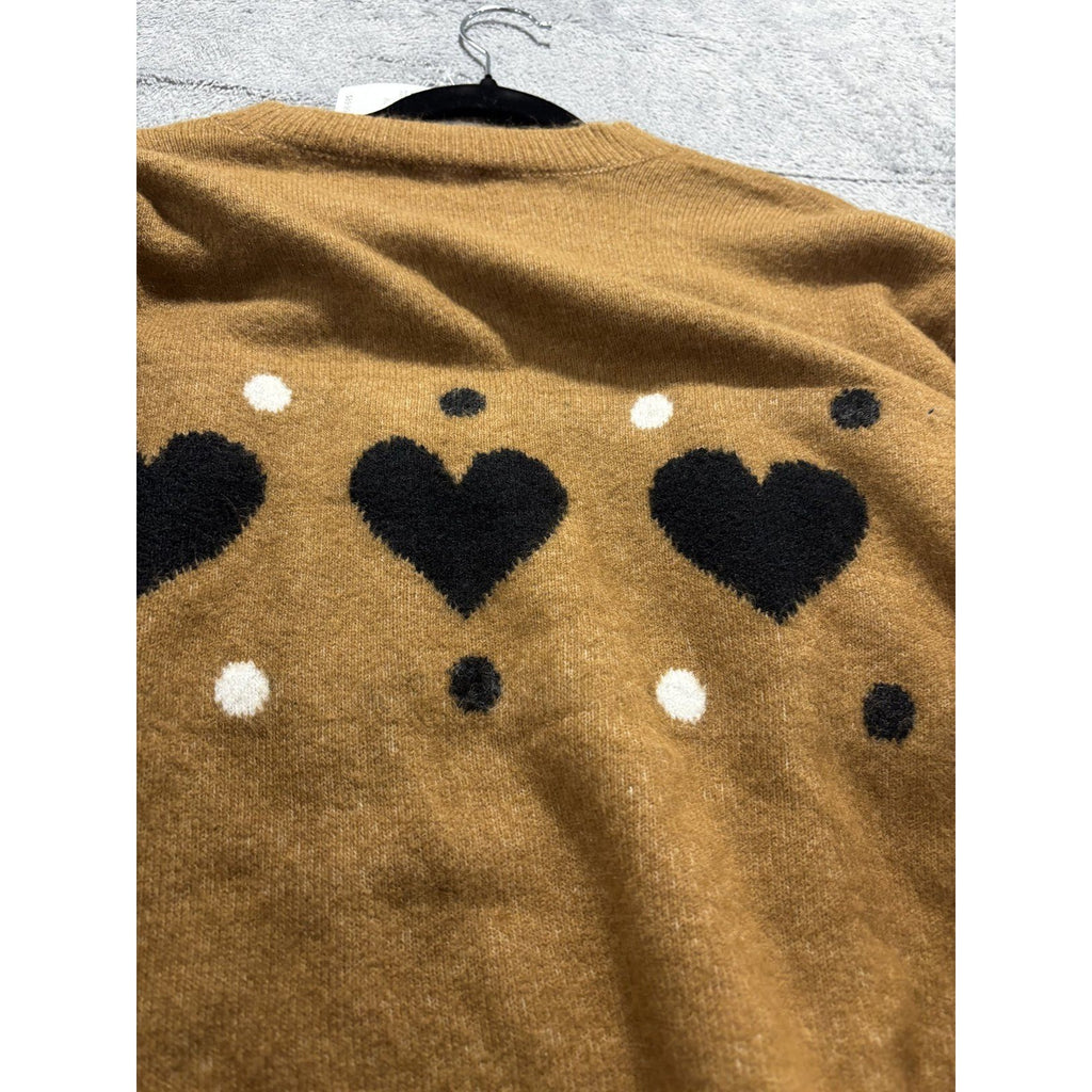 NWT Ann Taylor Factory Womens XL Camel Heart Polka Dot Crewneck Sweater Casual