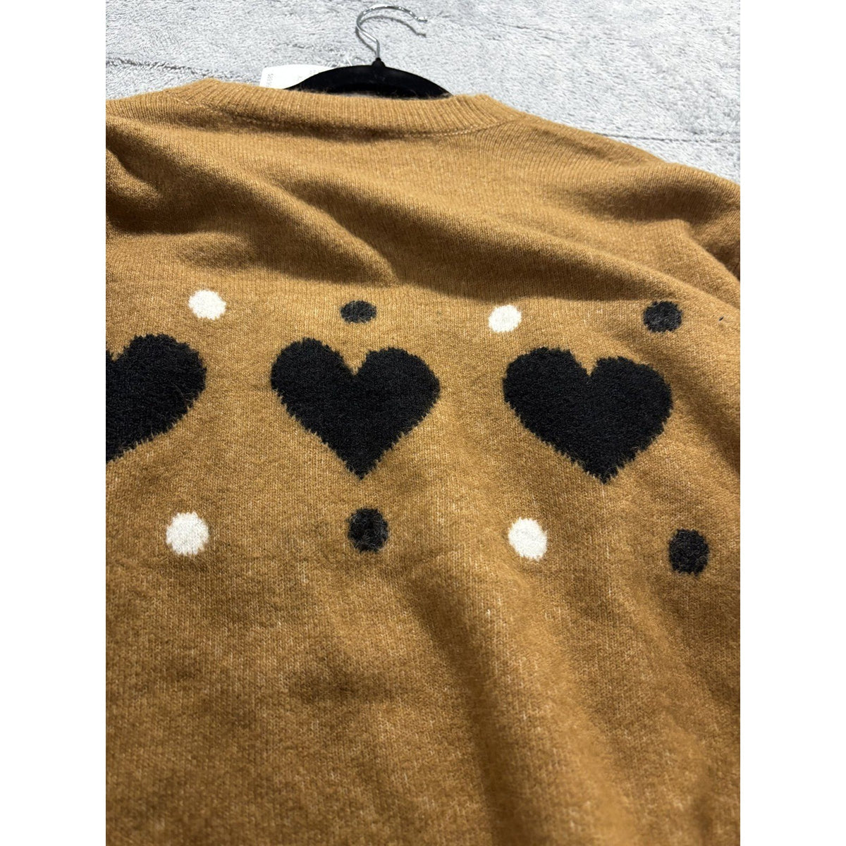 NWT Ann Taylor Factory Womens XL Camel Heart Polka Dot Crewneck Sweater Casual