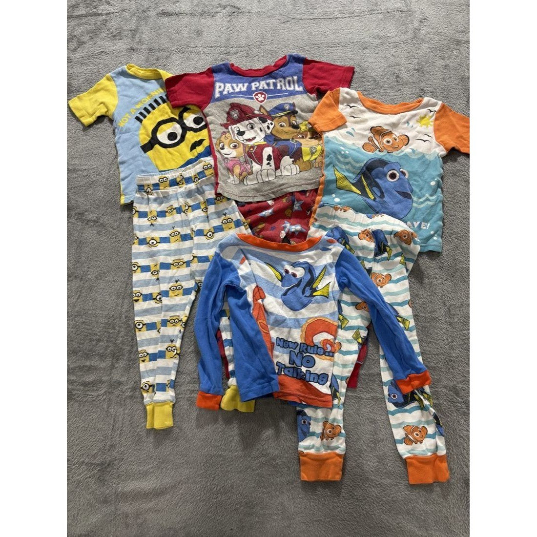 Minions Paw Patrol Dory Boys Pajama Lot 7 Pcs 3T