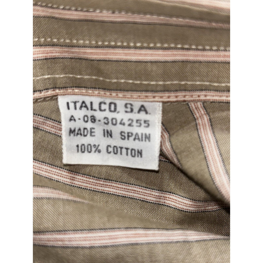 Ermenegildo Zegna Mens 41/16 Olive Striped Long Sleeve Button Up Dress Shirt