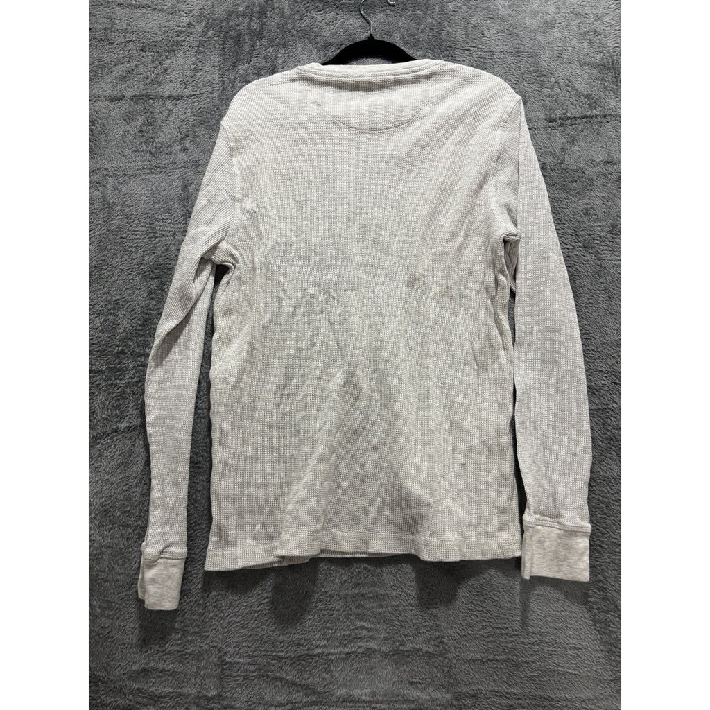 Chaps Mens L Heather Gray Waffle Knit Long Sleeve Thermal Shirt Casual