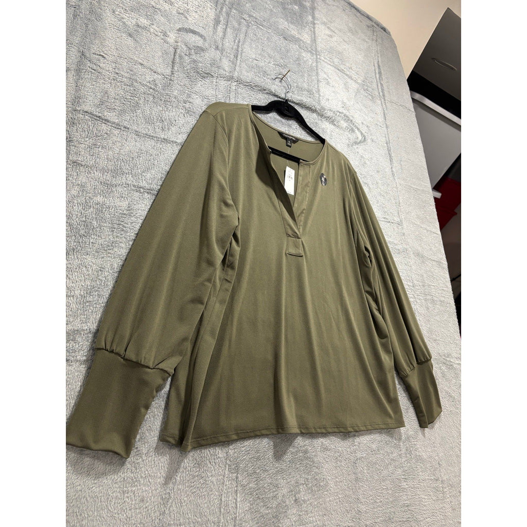 Banana Republic XL Olive Green Womens V-Neck Tunic Top Casual Cozy