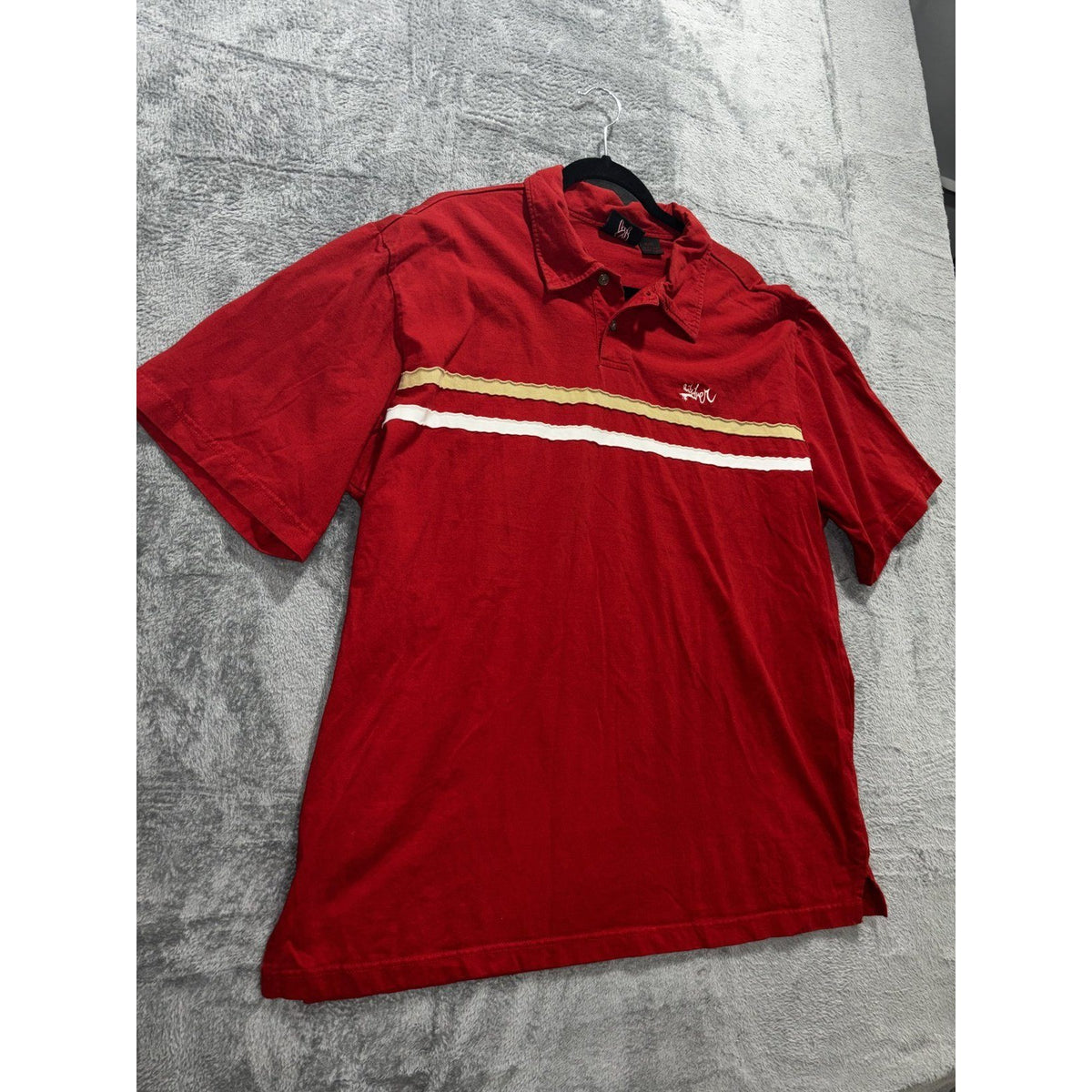 Quiksilver Men's Red Striped Polo Shirt Size XL, photo 3 of 11
