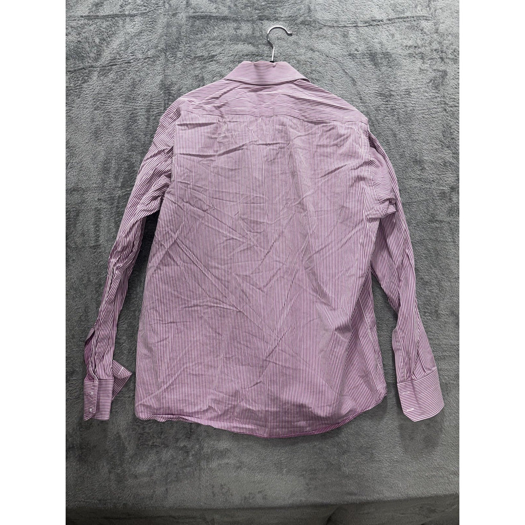 Hugo Boss Mens 16 1/2 34/35 Purple Striped French Cuff Dress Shirt Business
