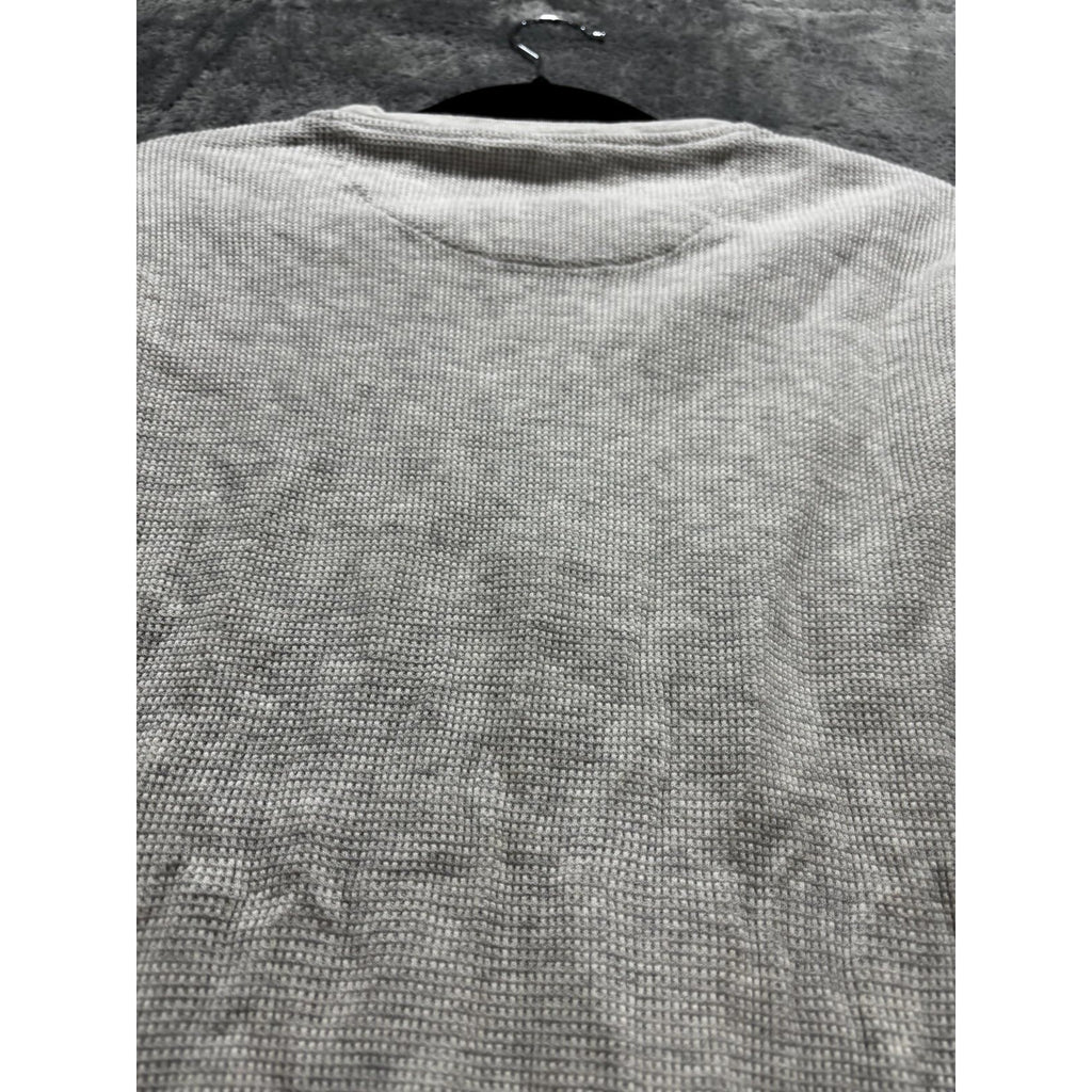 Chaps Mens L Heather Gray Waffle Knit Long Sleeve Thermal Shirt Casual