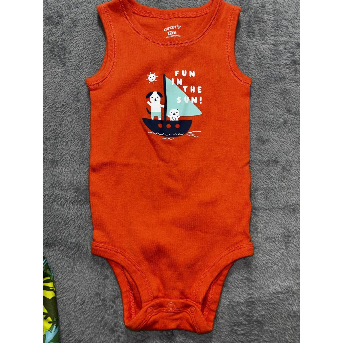 Carter's Baby Boy 12M 4 Piece Bundle Sleepers Bodysuit Shorts Teal Blue Orange