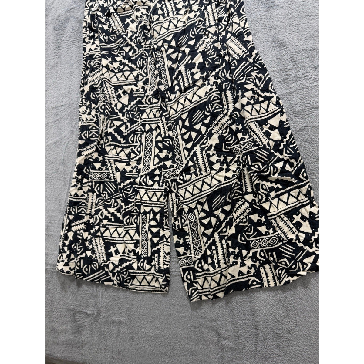 Mossimo Supply Co S/P Womens Black Cream Printed Wide Leg Pants Boho Casual