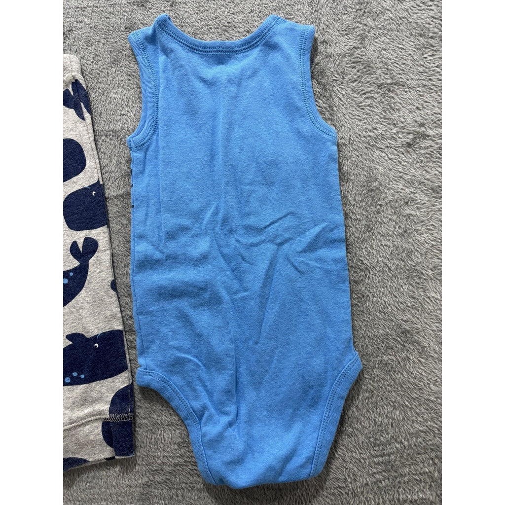 Carter's Baby Boy 12M 9 Piece Bundle Bodysuits Pants Jeans Shorts Hoodie Blue