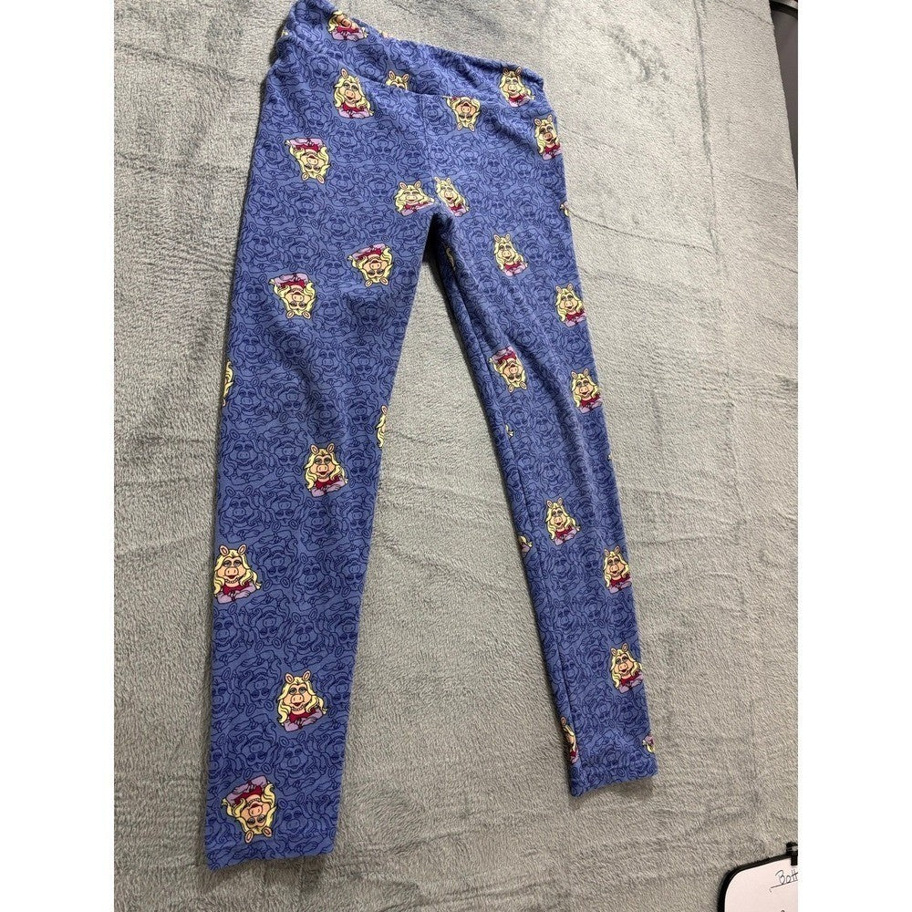 LuLaRoe Womens OS Purple Miss Piggy Muppets Leggings Casual Vintage Style
