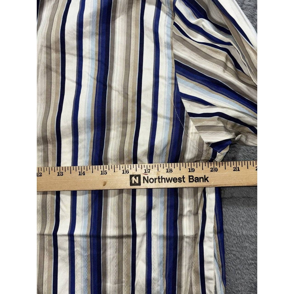 Ted Baker Men's Cream Blue Striped Shirt Size 3, photo 6 of 10