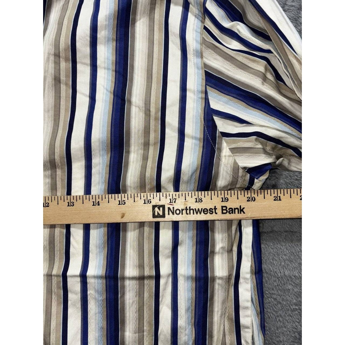 Ted Baker Men's Cream Blue Striped Shirt Size 3, photo 6 of 10