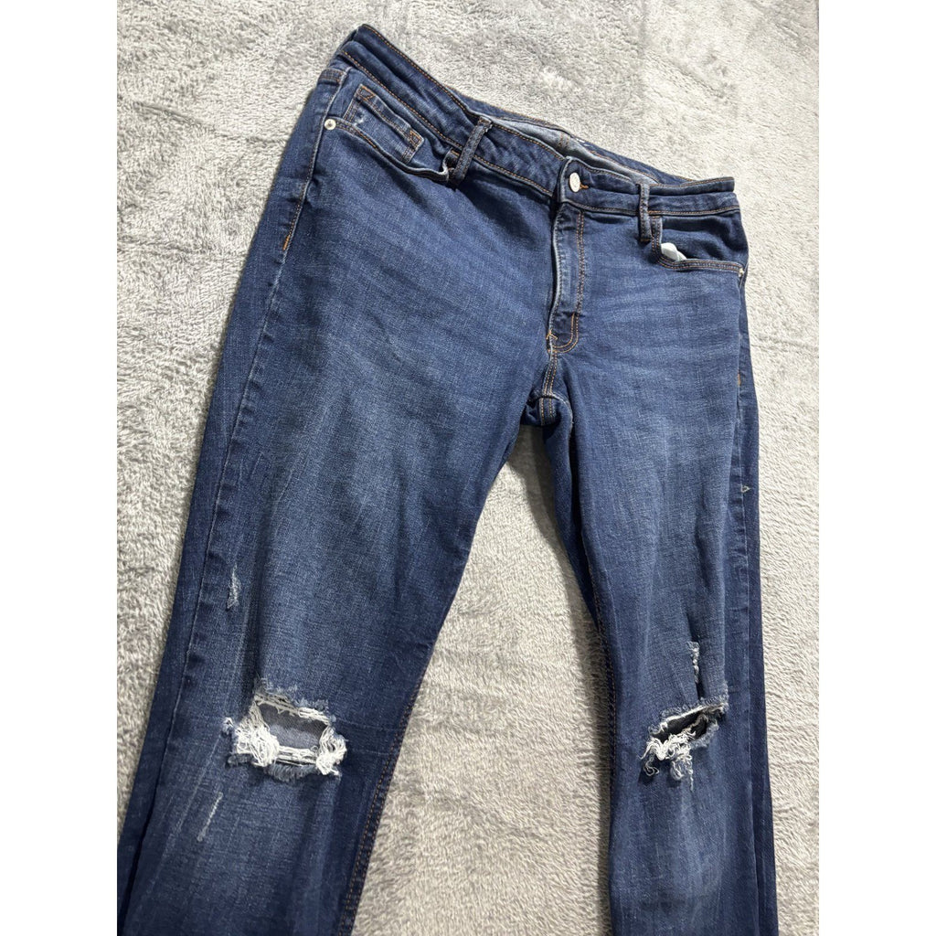 Old Navy Rockstar Womens 14 Long Dark Wash Super Skinny Jeans Distressed