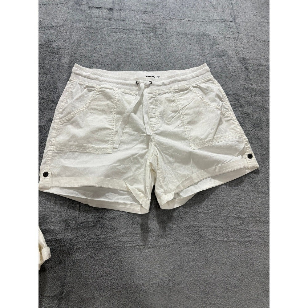 Sonoma 16 Womens White Cargo Shorts Casual Boho Cotton Stretch Drawstring 5"