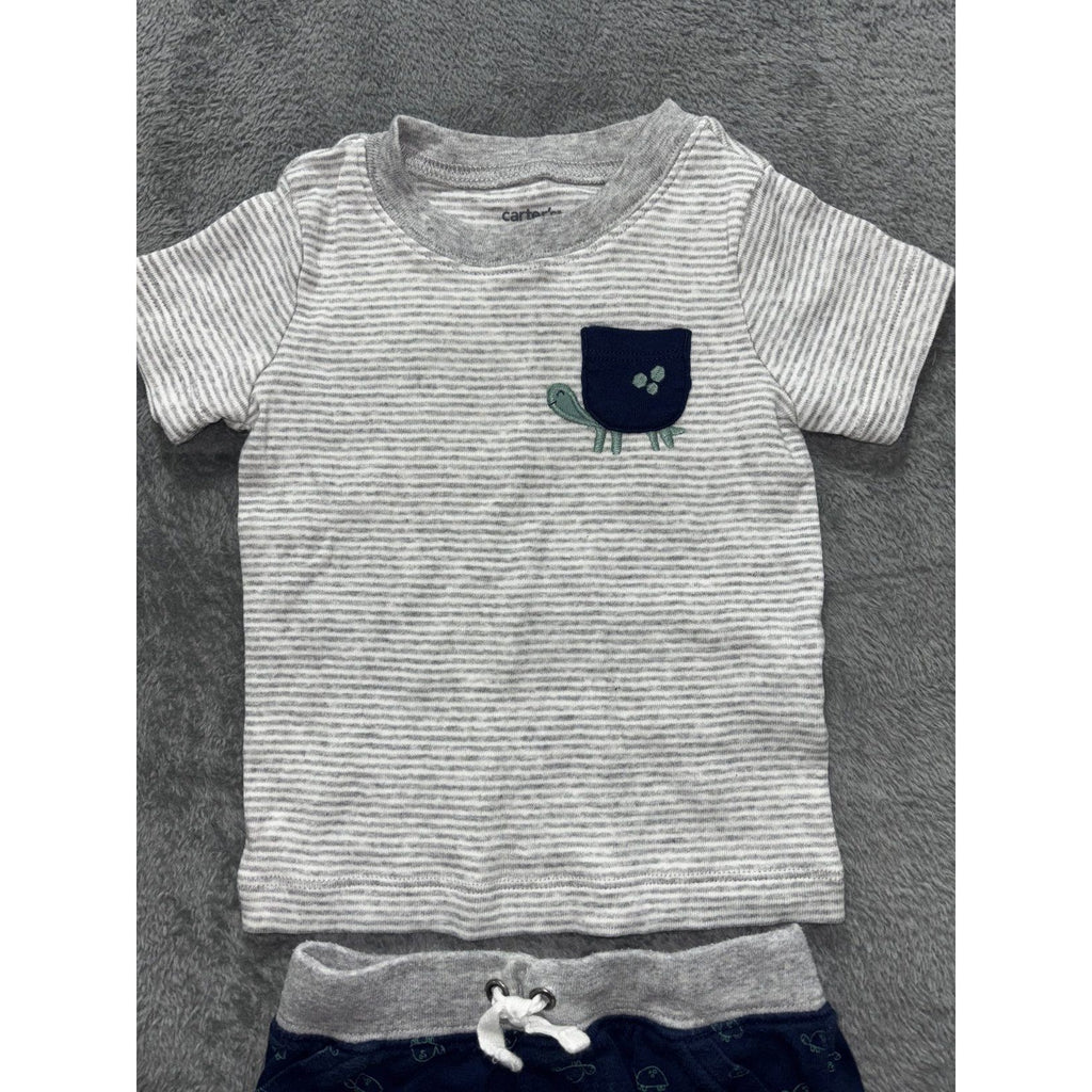 Carter's Baby 12M 8 Piece Bundle Bodysuits Tee Shorts Pants Dinosaur Turtle
