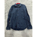 Express Men's Navy Striped Dress Shirt Size XL