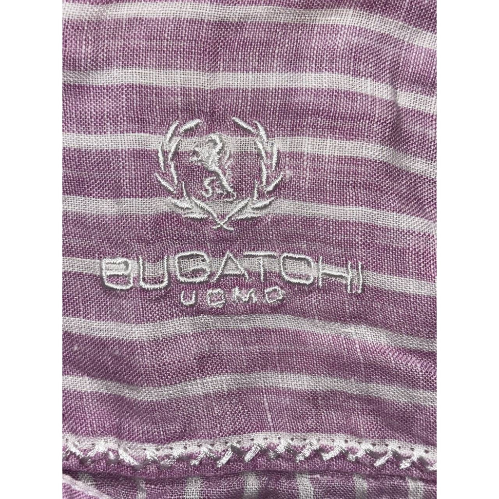 Bugatchi Men's Purple Striped Linen Shirt Size XL, photo 8 of 11