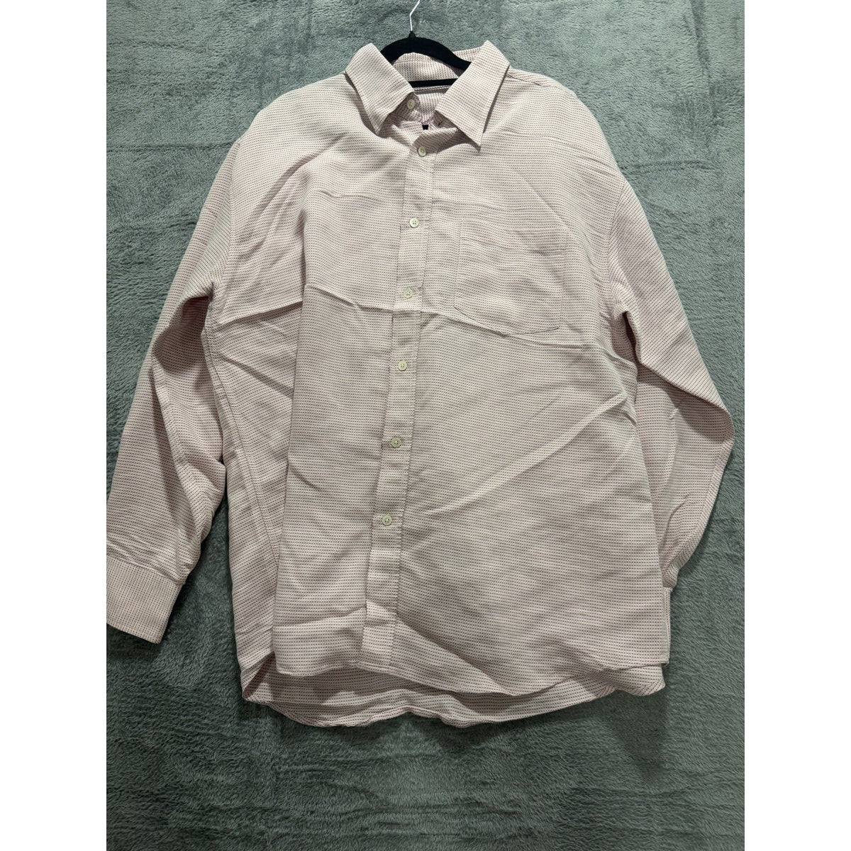 Bugatchi Uomo Mens XL Pink Textured Button Down Dress Shirt Casual