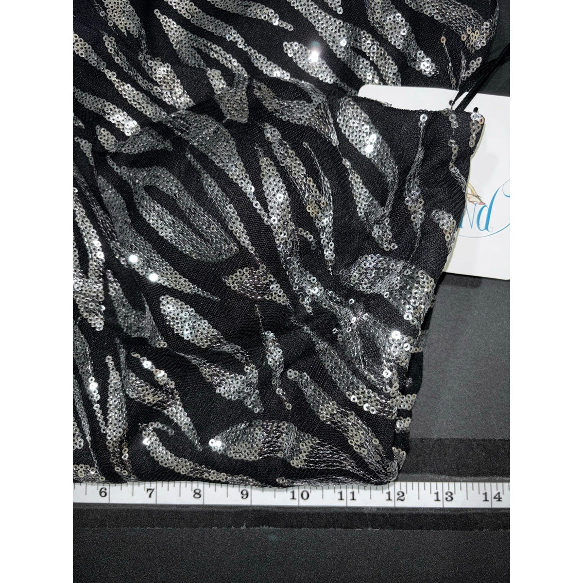 Beyond 0 Black Silver Sequin Zebra One Shoulder Womens Mini Dress Party