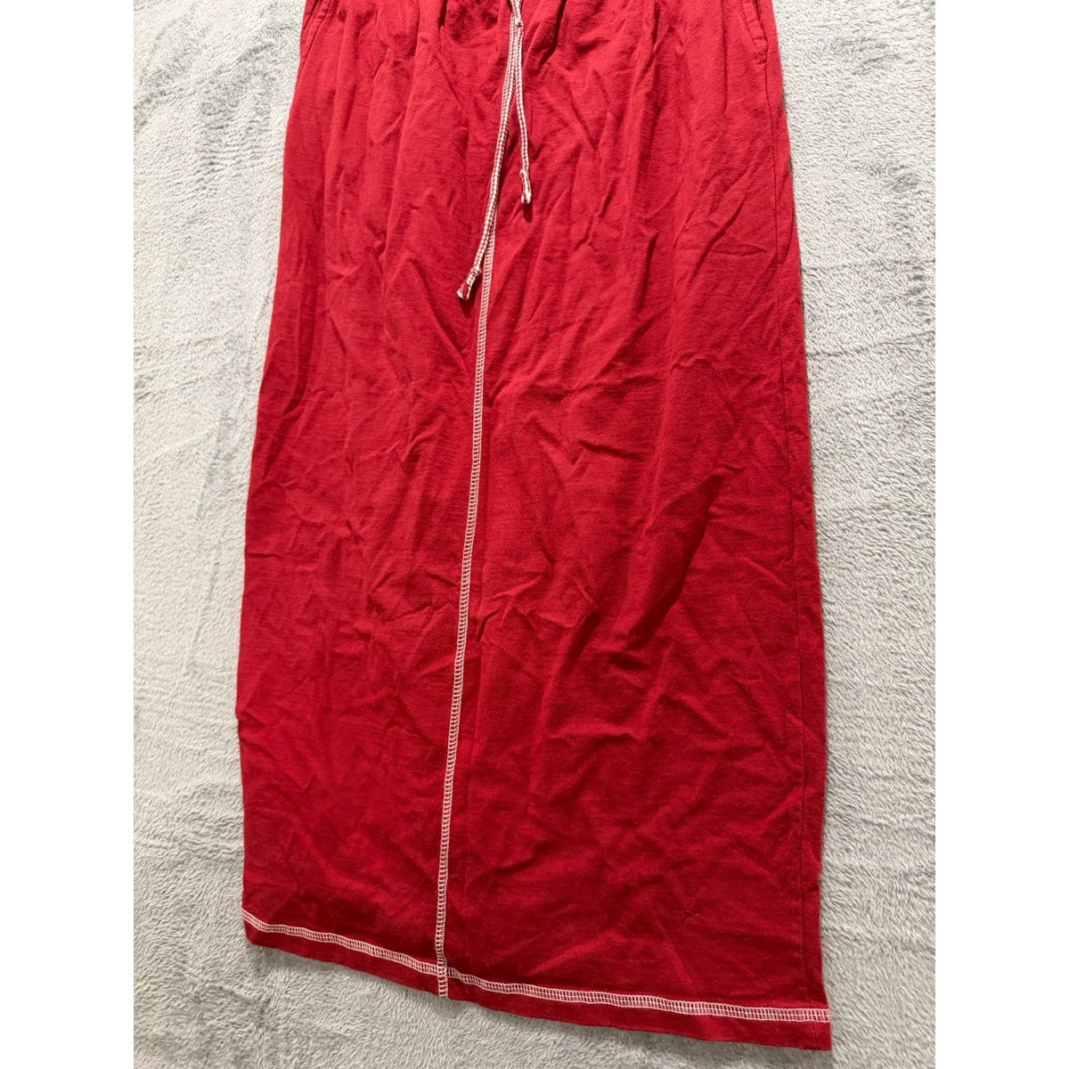 Capacity Knits S Red Cotton Drawstring Midi Skirt Womens Casual Vintage Boho