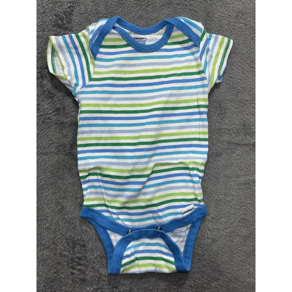 Gerber Baby Boy 3-9M 6 Piece Bundle Sleeper Bodysuits Green Blue Navy
