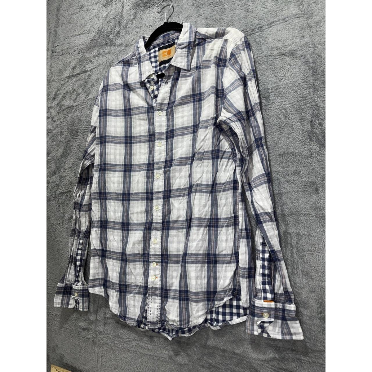 Hugo Boss Men's Navy White Plaid Shirt Size XL, photo 2 of 10