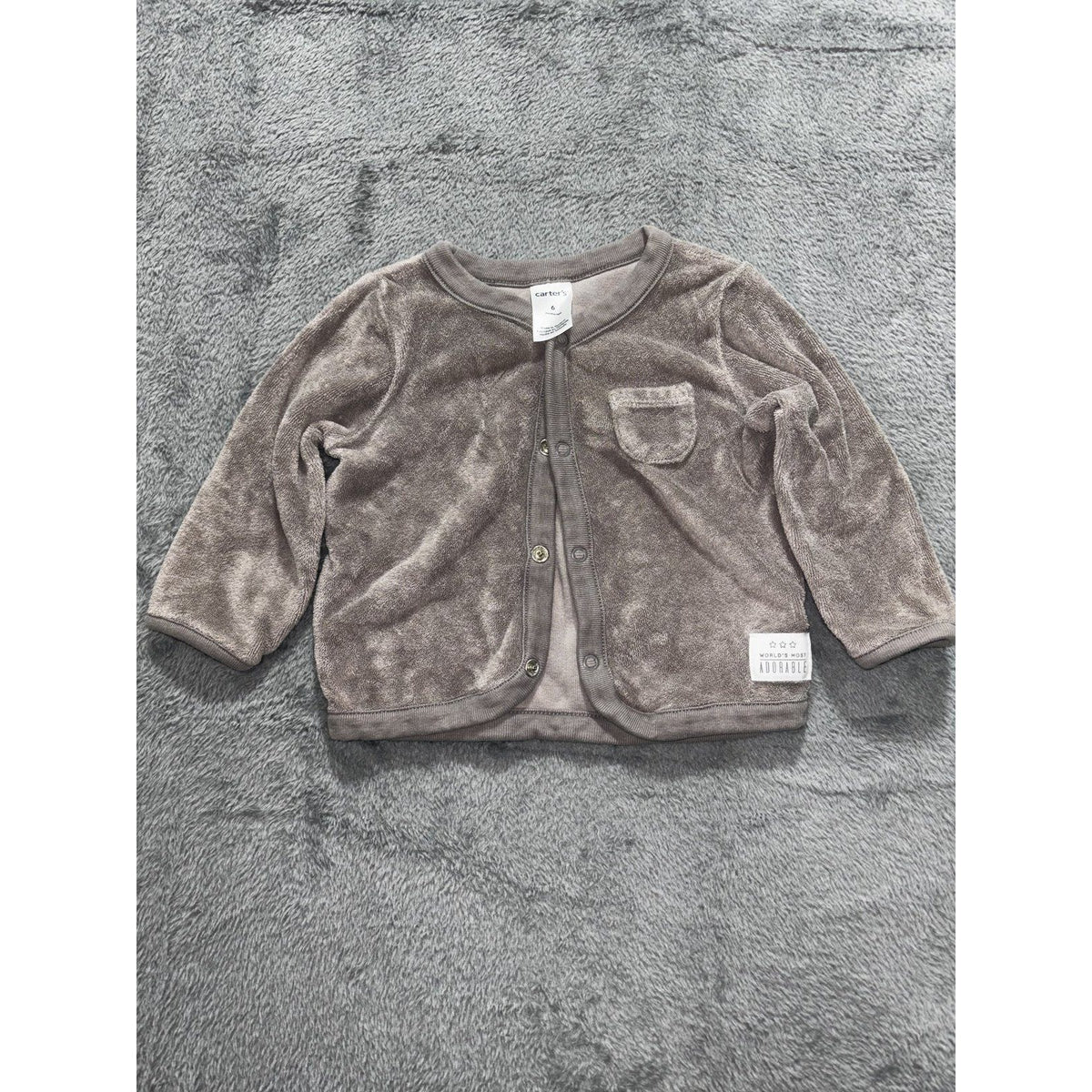 Carter's Baby 6M 9 Piece Bundle Cardigan Bodysuits Pants Shorts Hat Gray Brown