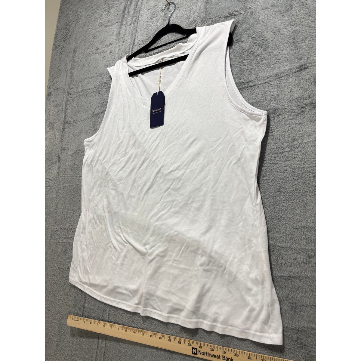 Sampeel 2XL White Womens Tank Top V-Neck Casual Minimalist NWT