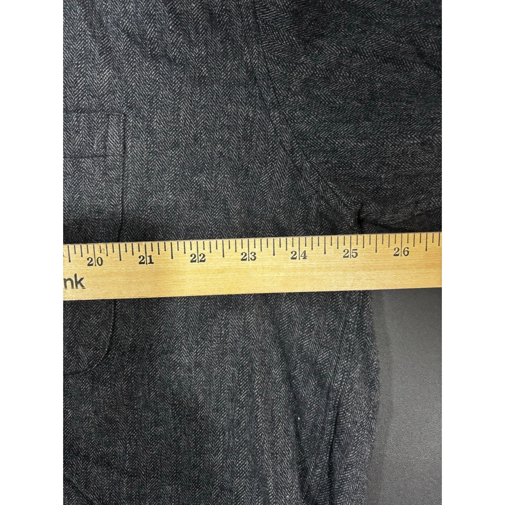 Bill Blass XL Charcoal Grey Herringbone Flannel Button Up Shirt Mens