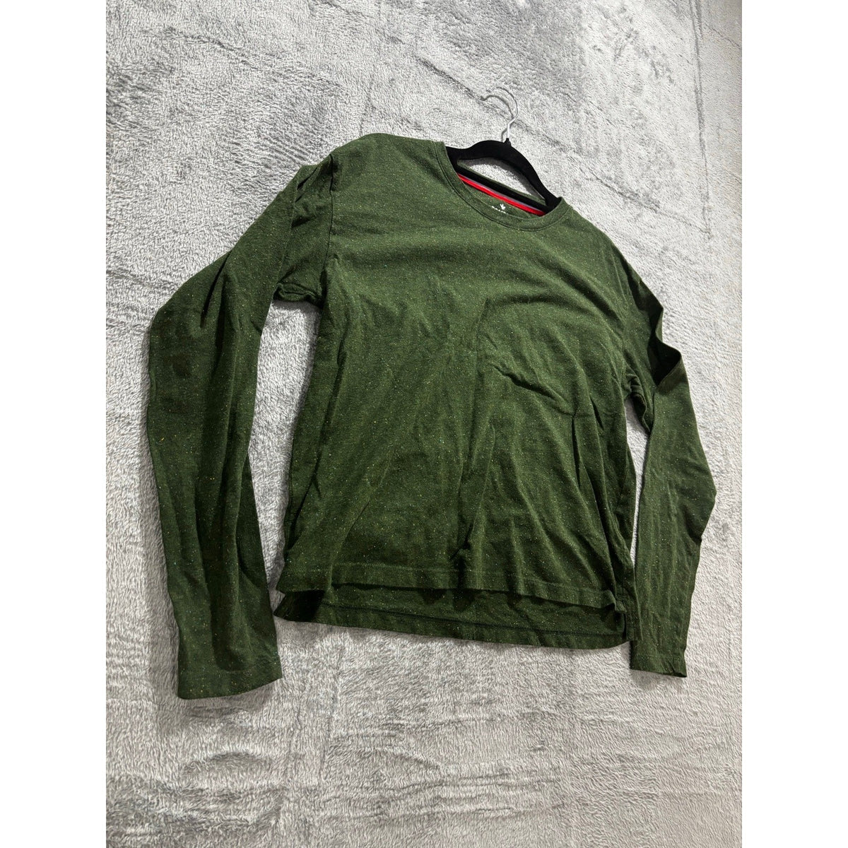 Bombas Womens S Dark Green Pima Cotton Long Sleeve Crewneck Tee