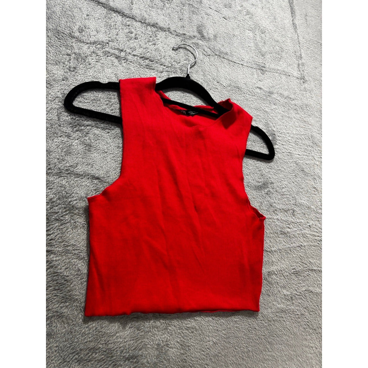 Zara Womens S Bundle 3pc Ribbed Tank Crop Top Gray Red