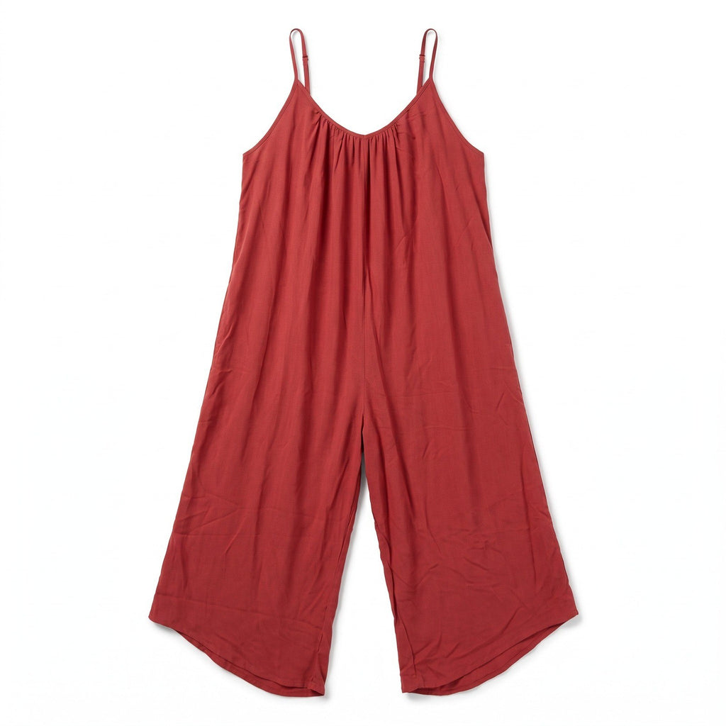 Hunter & Brown Womens S Rust Red Wide Leg Cami Jumpsuit Boho Casual Flowy NWT