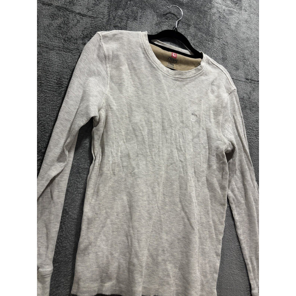 Chaps Mens L Heather Gray Waffle Knit Long Sleeve Thermal Shirt Casual