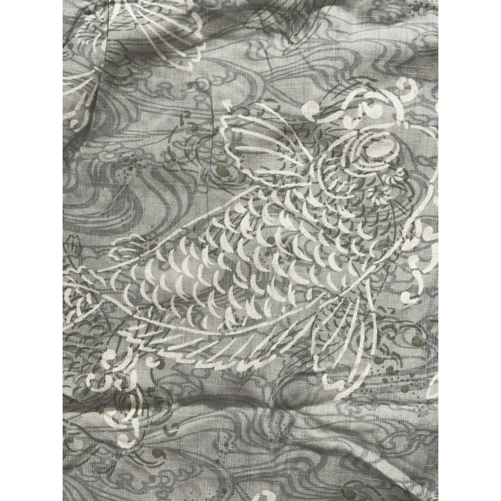 Tommy Bahama Mens XL Gray Green Koi Fish Print Short Sleeve Button Up Shirt