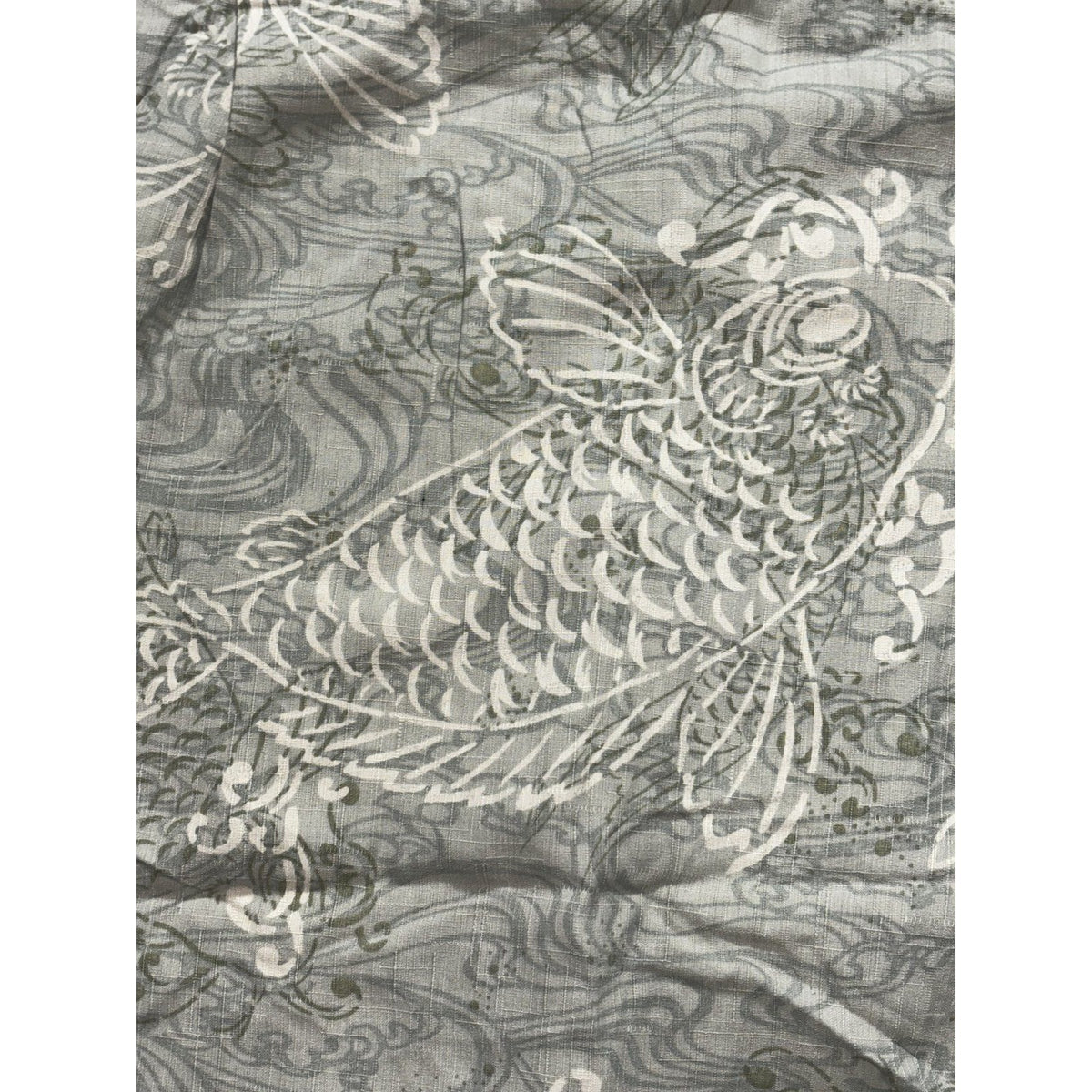 Tommy Bahama Mens XL Gray Green Koi Fish Print Short Sleeve Button Up Shirt
