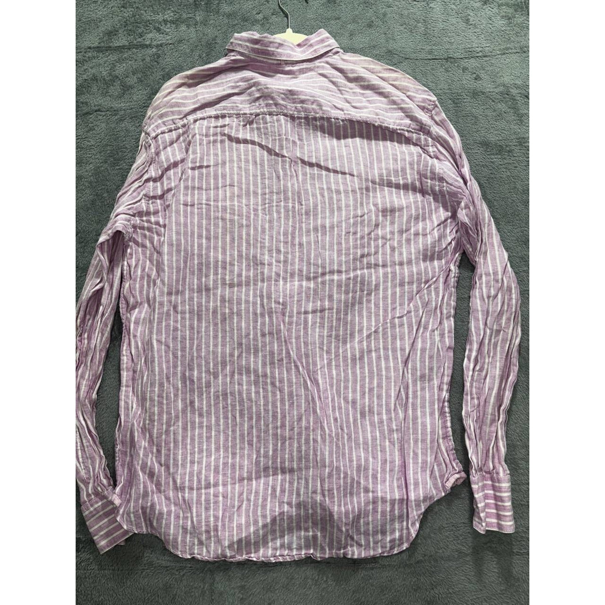 Bugatchi Men's Purple Striped Linen Shirt Size XL, photo 6 of 11
