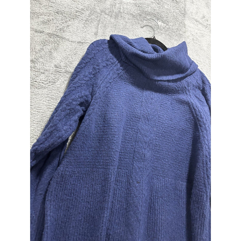 Liz Claiborne Womens XL Navy Blue Cowl Neck Sweater Cable Knit Cozy