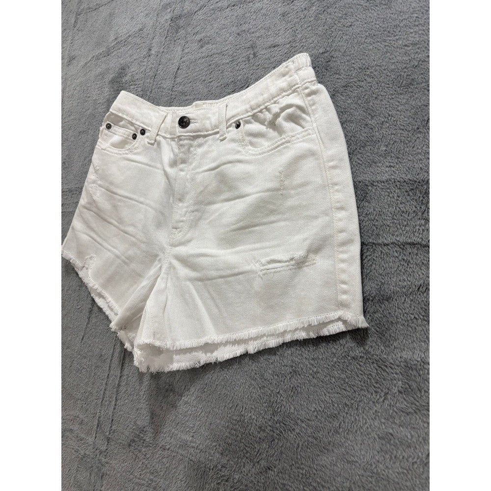 Aerie M White Denim Shorts Womens Distressed Cut Off Boho Casual