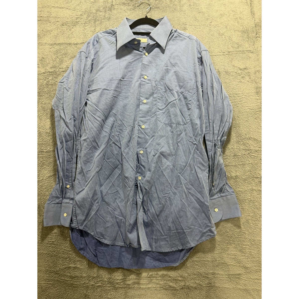Ermenegildo Zegna Mens 39 15½ Blue Long Sleeve Button Up Dress Shirt