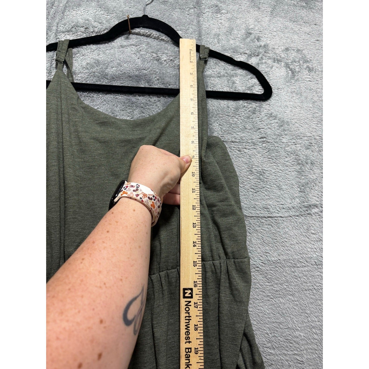 Old Navy M Olive Green Womens Cami Maxi Dress Boho Casual Sleeveless Side Slits