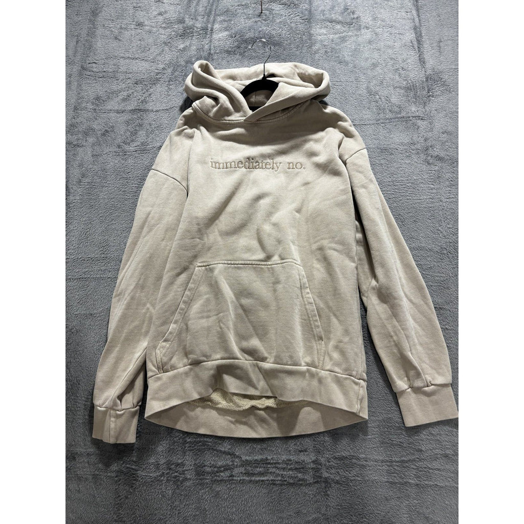 Lane Seven Womens L Stone Beige Embroidered Pullover Hoodie Sweatshirt Casual