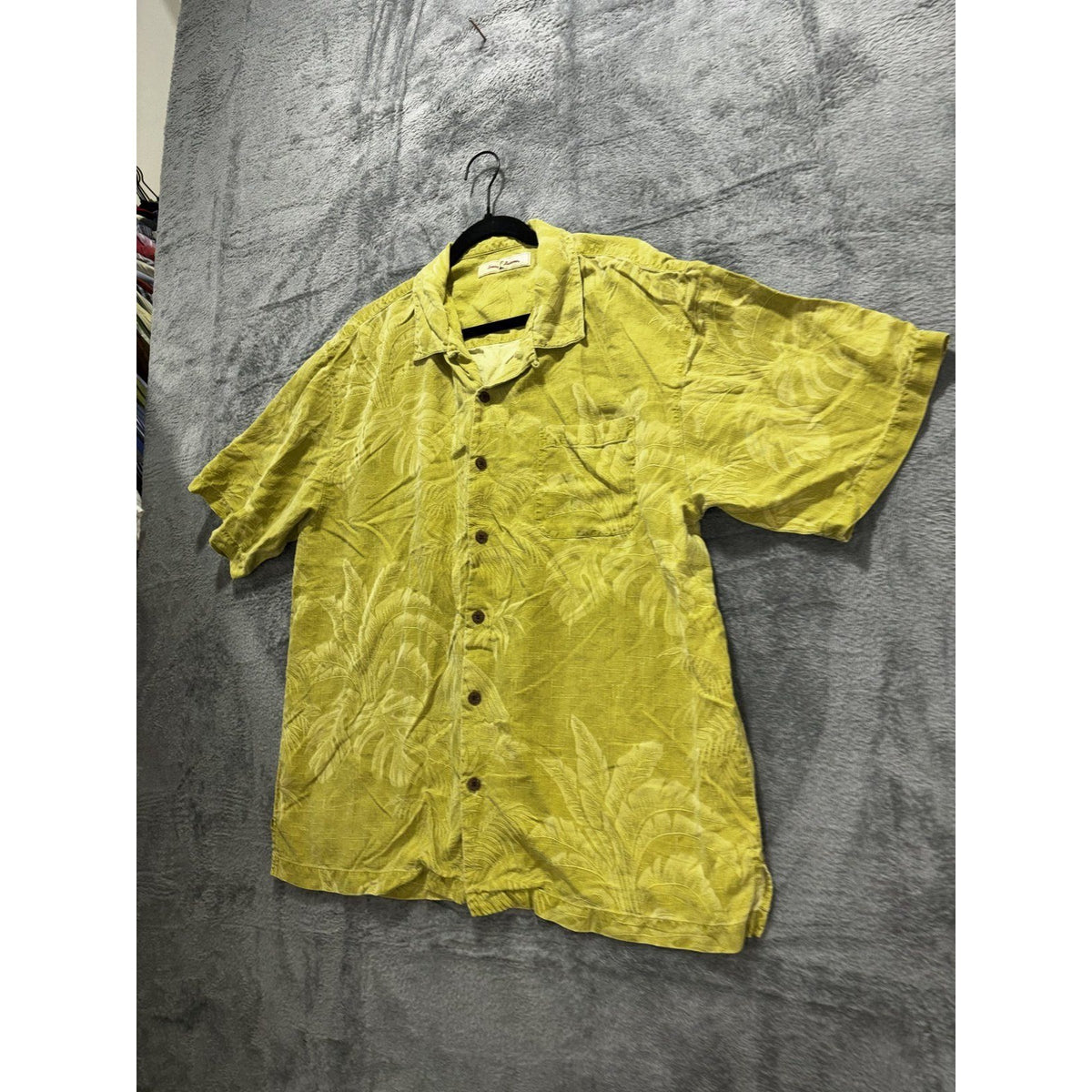 Tommy Bahama Mens XL Chartreuse Green Palm Leaf Short Sleeve Button Up Shirt
