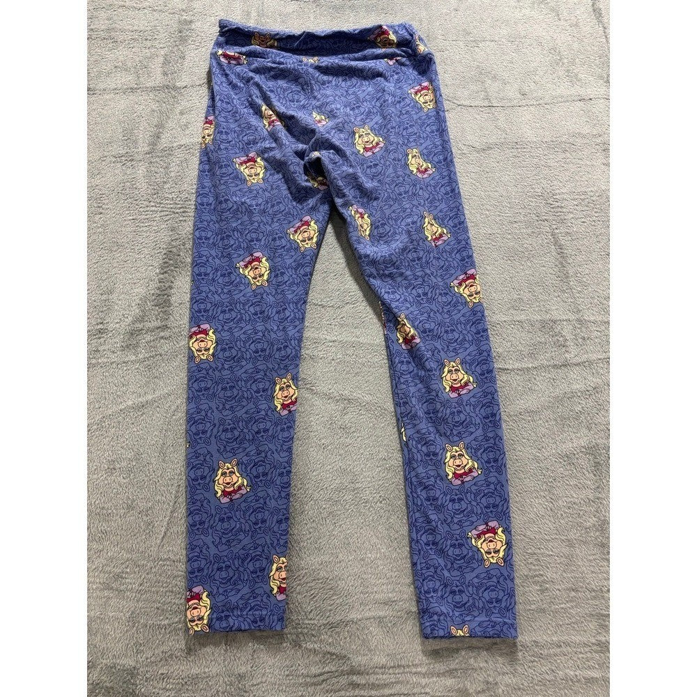 LuLaRoe Womens OS Purple Miss Piggy Muppets Leggings Casual Vintage Style