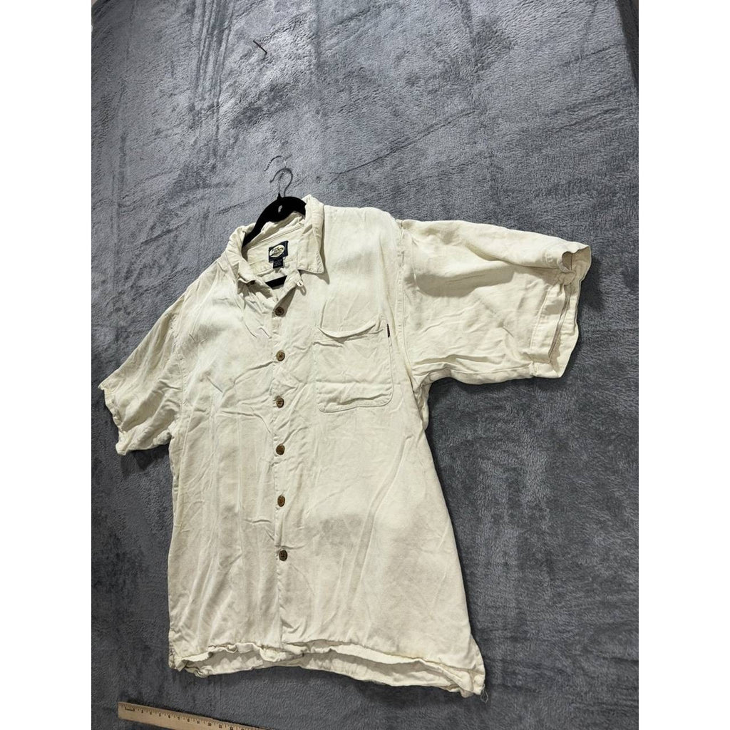 Tommy Bahama Men's Cream Palm Tree Camp Shirt Size L, photo 2 of 10